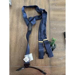 New Men's X-Long Navy 100% Silk Suspenders B&G NY Adjustable Formal Dress